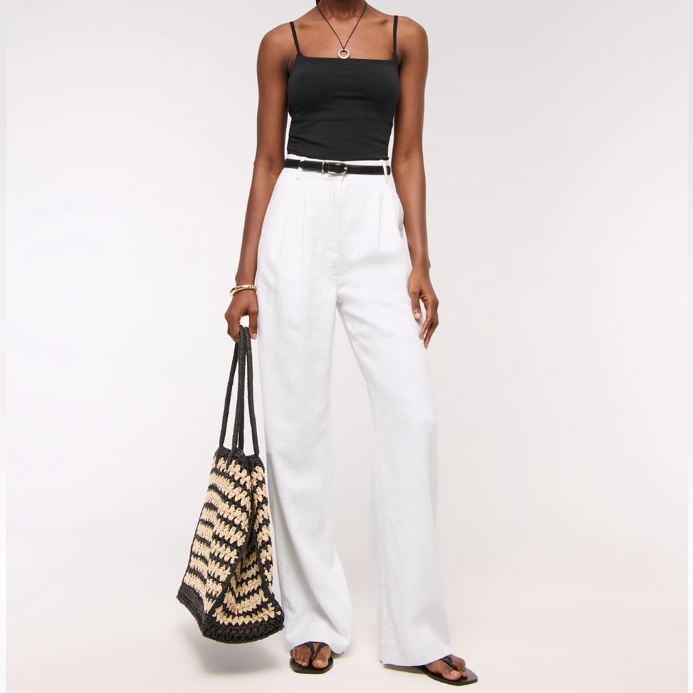 A&F Sloane Linen-Blend Wide Leg Pant 8R (29)